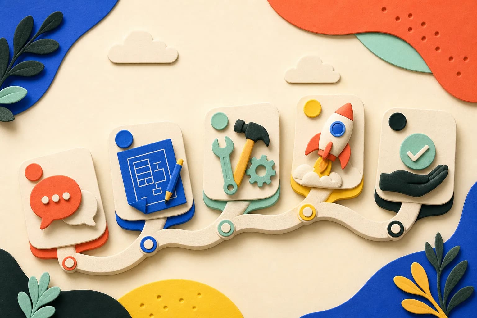 Tactile five-step journey from conversation to successful launch
